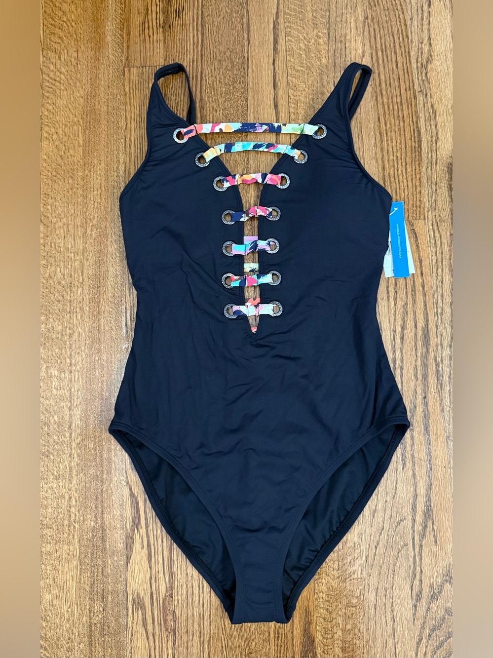 NWT Bleu by Rod Beattie Lace-Up One-Piece Swimsuit